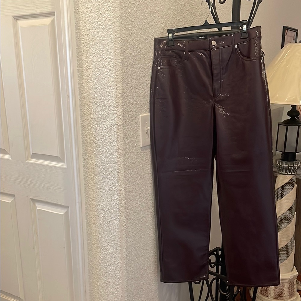 Burgundy Wine Colored Express Pleather Pants